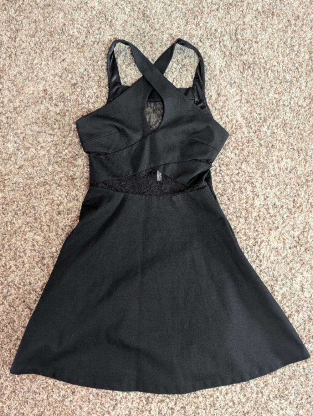 BCBGeneration Black Lace Cutout Fit and Flare Dress Size 4